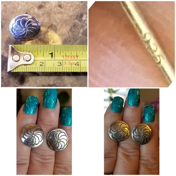 Beautiful South Western Concho Flower Earrings - Picture 4 of 4